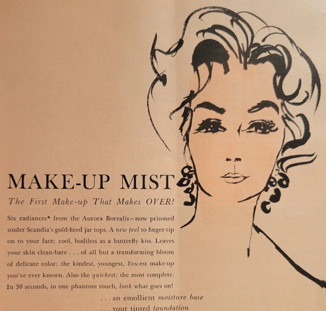 Scandia Make-Up Mist Makeup Cosmetics Original Print Ad New Yorker 1960 ~8x11"