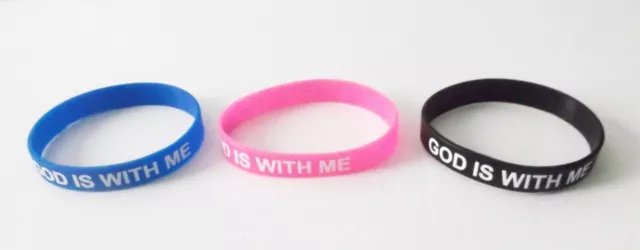 Inspirational Silicone Bracelets  "GOD IS WITH ME"   Wristbands