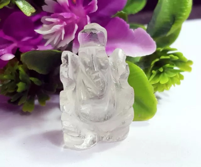 Natural Crystal Quartz Lord Ganesh Loose Gemstone 35.00 Ct With Free Gift