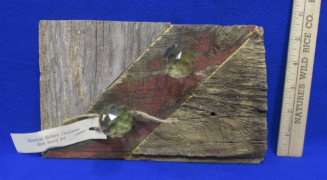 Repurposed Shabby Wood Hanging Barn Boards w/ Glass Knobs Chic Reclaimed