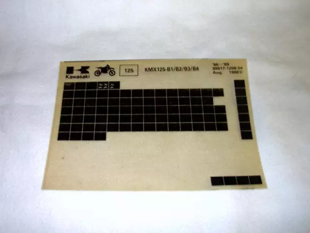 Kawasaki Kmx125 Kmx 125 B1/B2/B3/B4 Gen Part Catalogue Microfiche