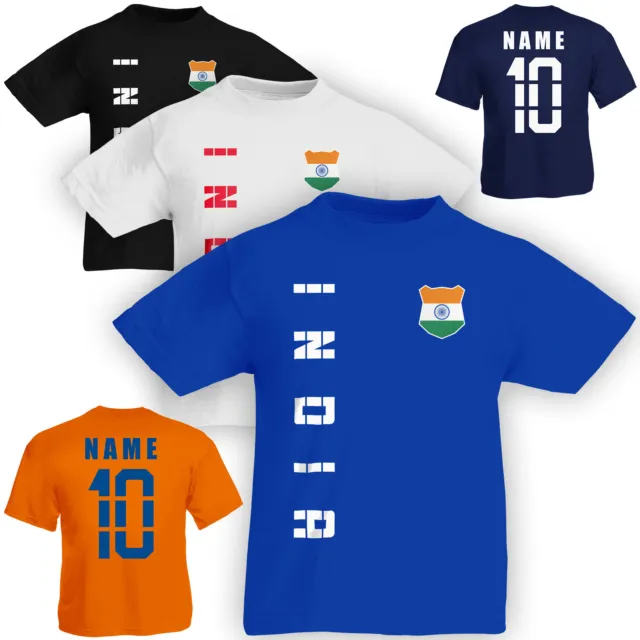 Kinder T-Shirt Trikot Indien India inkl. Name & Nummer S M L XL XXL Fussball Tea