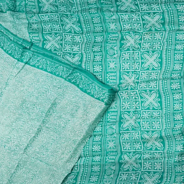 Namaste Vintage Color Foglia Di Tè Sari 100% Pura Seta Stampa Indian Sari 15ft