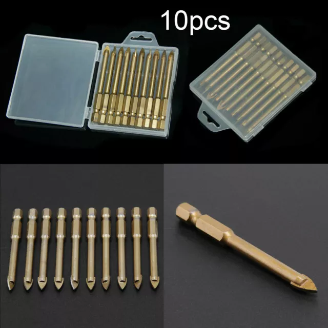 10Pcs 6mm Spear Head Ceramic Porcelain Marble Tungsten Drill Bit Glass Tile UK