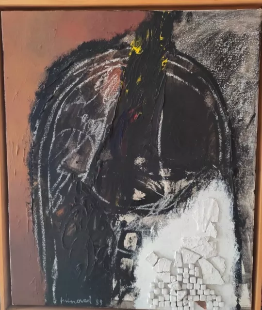 JOSEP  GUINOVART.Técnica Mixta sobre tabla .firmado y fechado1989