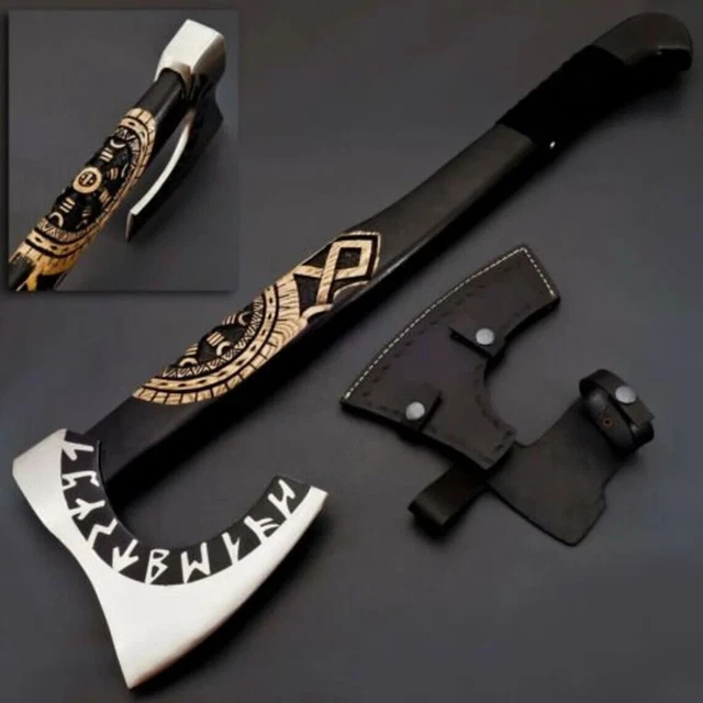 Vikings Othala Axe Custom Handmade Carbon Steel Axe Medieval Warrior axe Carved