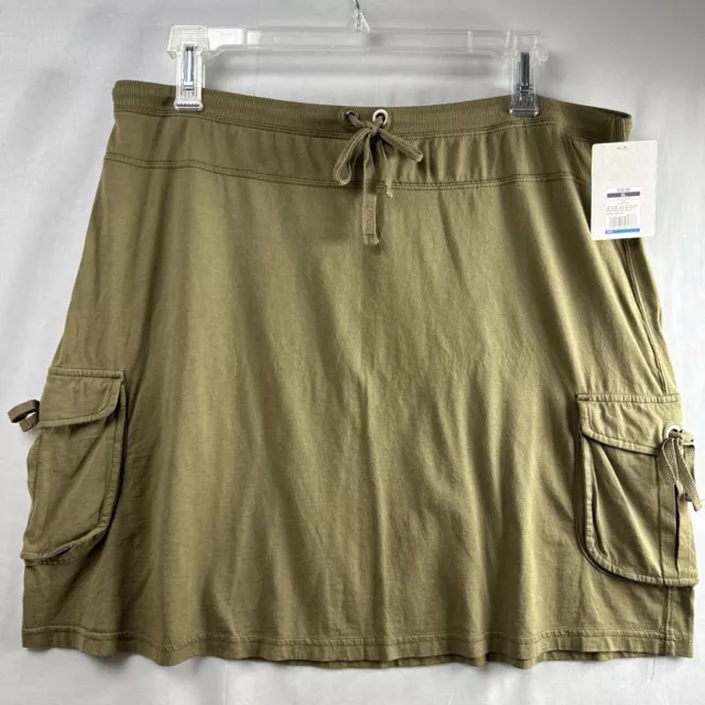 Merona Skirt Womens XL Army Green Pockets Cotton Stretch Drawstring Knit NEW