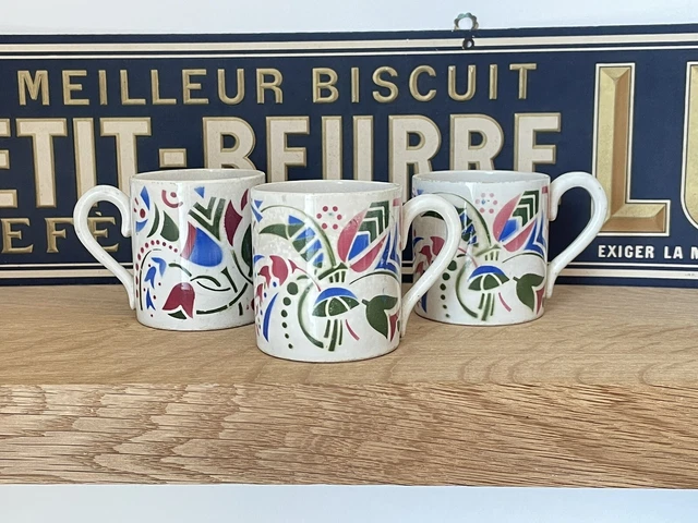 Ensemble de 3 tasses faience de Lunéville pour les Galeries LaFayette Art déco