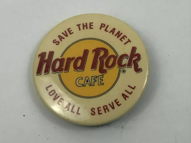 Vintage Hard Rock Cafe Save The Planet Love All Serve All 1-1/2" Pin Pinback F1