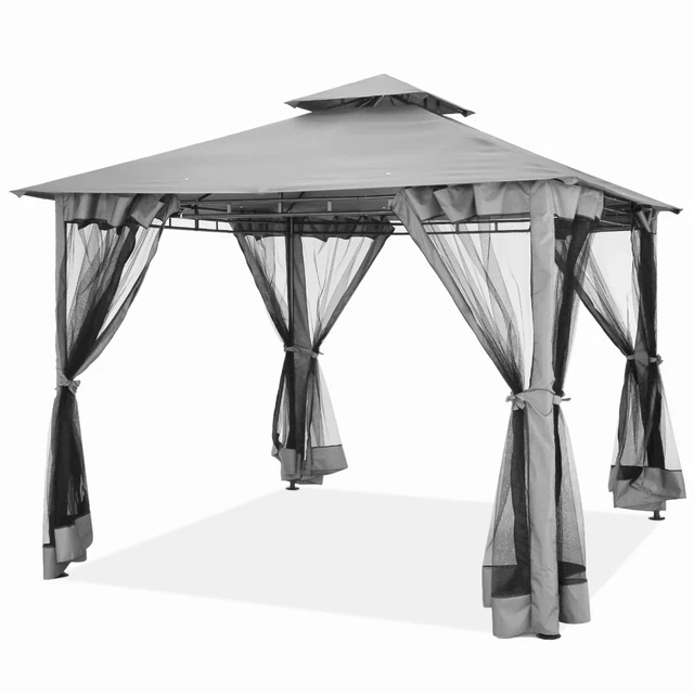 Pavillon 3x3m Gartenpavillon Partyzelt Doppeldach Festzelt Wasserdich Pavillion 3