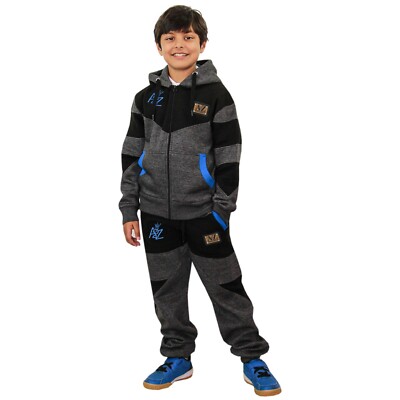 A2Z Bambini Ragazzi Tuta A2Z Progetto Distintivo Nero e Grigio Con Joggers 7-13 Yrs 
