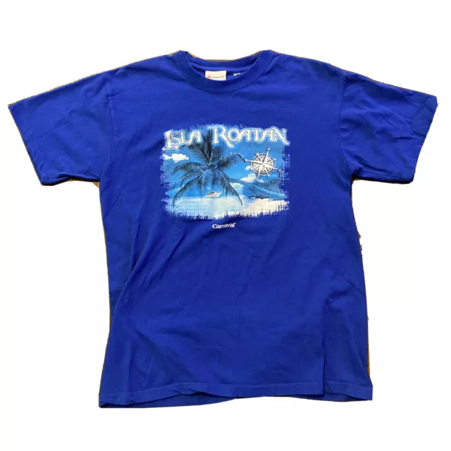 CARNIVAL CRUISE LINES Blue T Shirt Mens M Crewneck Isla Roatan Retro ...