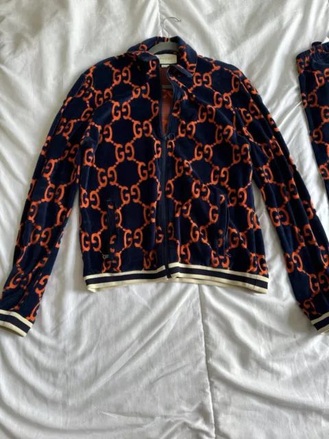 GUCCI GG LOGO Chenille Track Top Jacket Blue Orange Large 864.99 PicClick UK