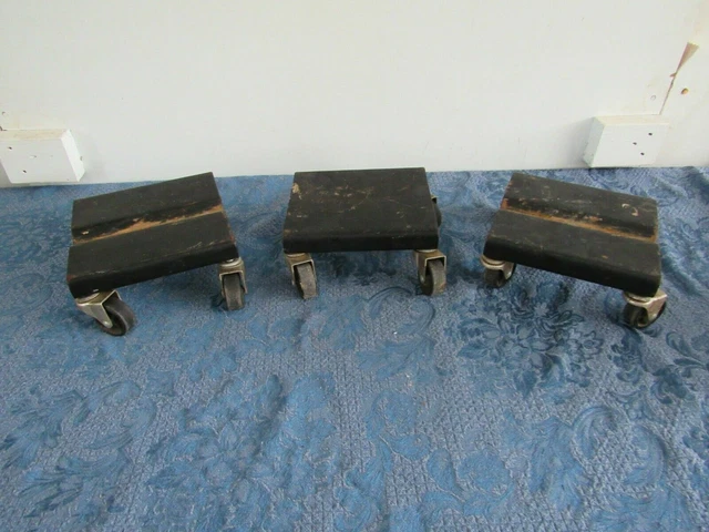 Snowmobile Moving Cart Dolly Lot of 3 Ball Bearing Wheels Heavy Duty Steel 8 x 8