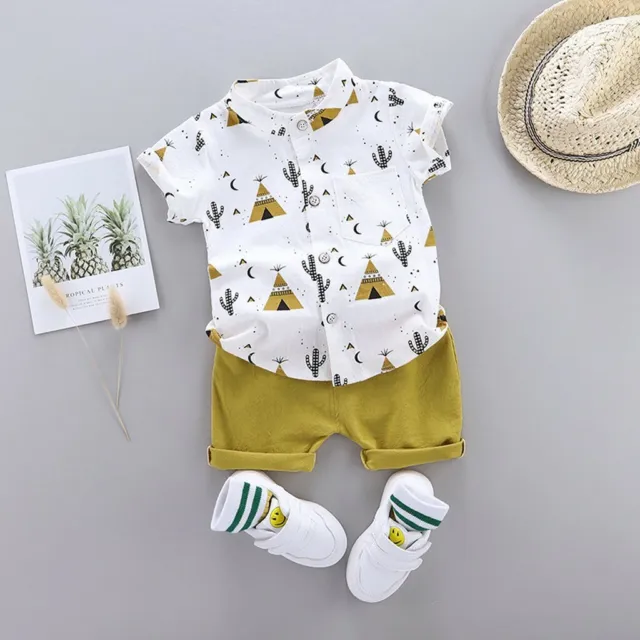 1-4Years Infant Baby Boys Clothes Set Cartoon T-shirt Tops+Shorts Summer Outfits