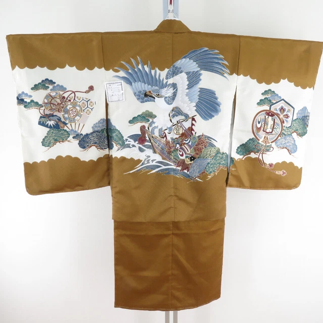 Children's kimono inner wear set Polyester for 5 year old Brown 39.4inch Boys