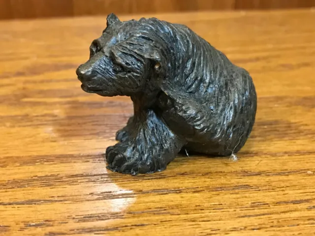 Miniture Solid resin Black Bear Scratching 1 1/2"X 2"