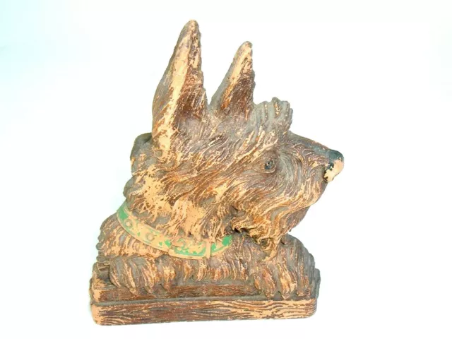 Vtg Syroco Wood Scottie Scottish Terrier Dog Brush Holder MCM Kitsch