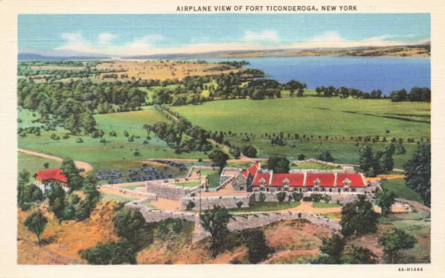 Postcard Airplane View Fort Ticonderoga New York NY Linen