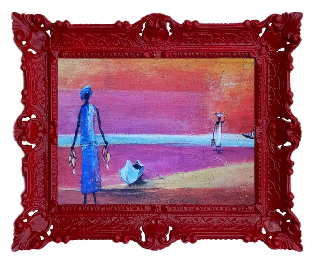 Hermoso Cuadro Imágenes Barroco Mujer Africana Obras de Arte 56x46 CM 93 Mezcla