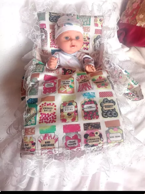 Reborn Baby Dolls Bears 14" Carrycot Crib Cot Sweet Shop 5 Pce For 12" Dolly