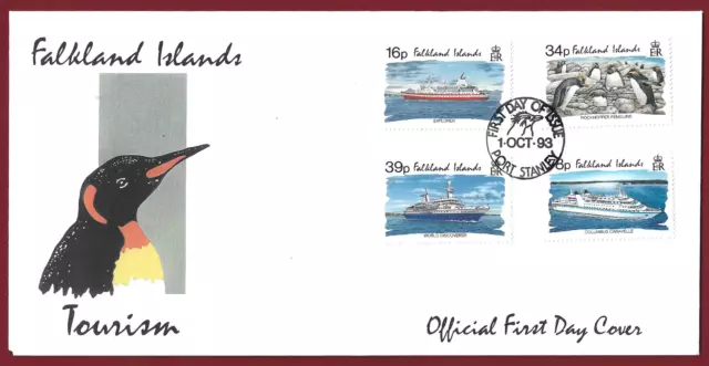 FDC 1993 Falkland Islands Tourism First Day Cover + Enclosure