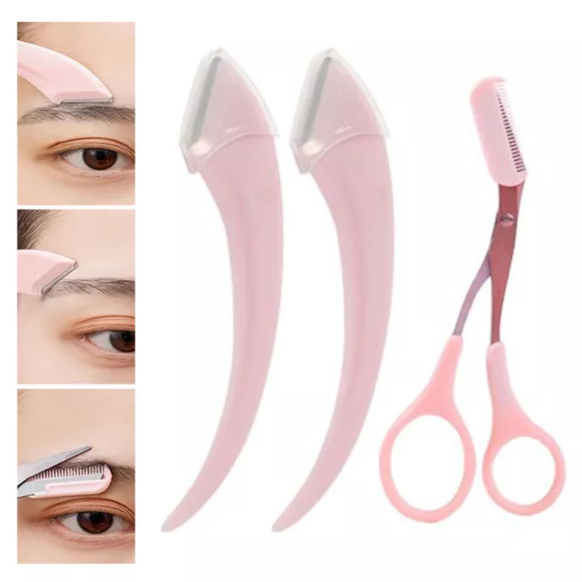 Afeitadora de cejas con peine removedor de vello facial recortadora de cejas tijeras~