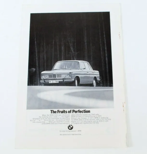 BMW 2000 Coche Frutos de la perfección Anuncio impreso Anuncio Original...