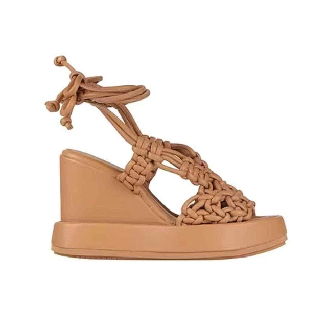 NEW Paloma Barcelo Woven Wedge Sandal 41 Tan