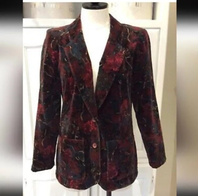 Stunning Campus Casuals Vtg Velvet  Floral Blazer No flaws Perfect condition