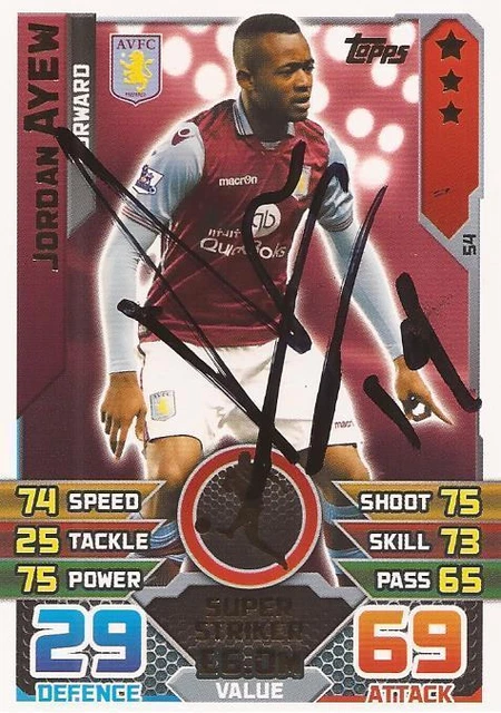 JORDAN AYEW SIGNED Aston Villa 2015/2016 Match Attax Trading Card+