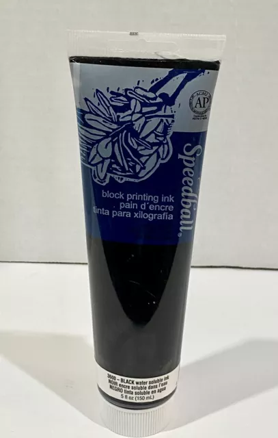 NEW Speedball Water-Soluble Block Printing Ink FULL SIZE TUBE 5 oz Black USA