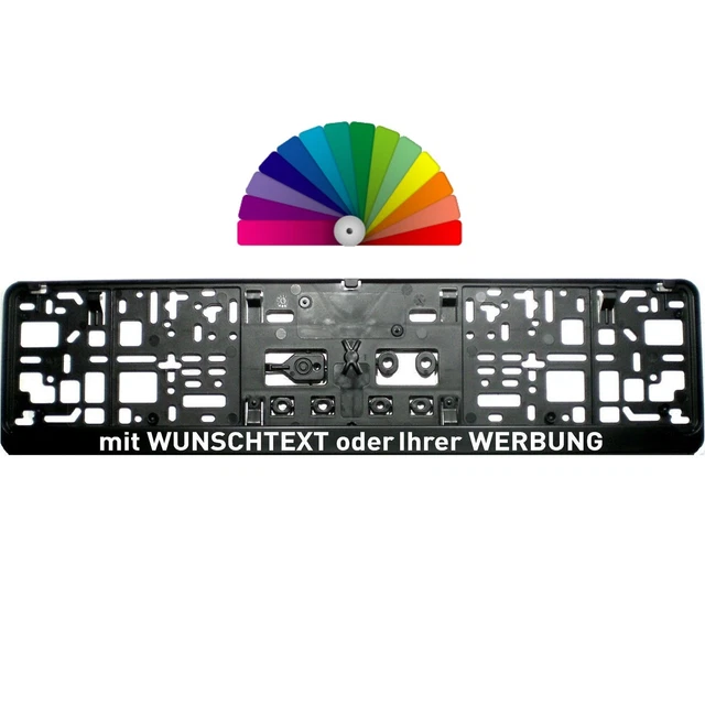 KENNZEICHENHALTER MIT WUNSCHTEXT Beschriftung Werbung Spruch