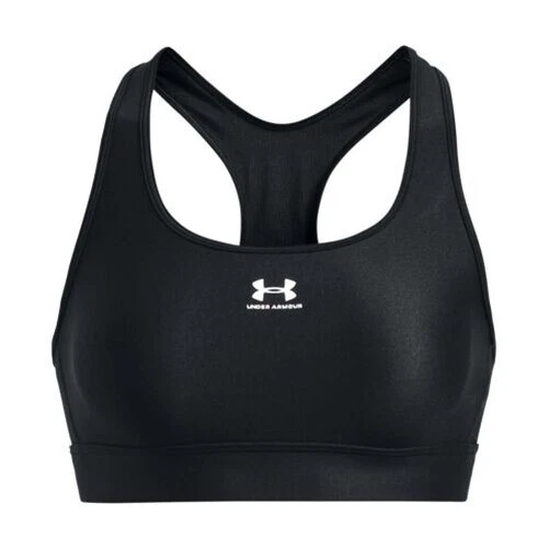 Under Armour Heatgear Mid Padless Donna Fitness SPORTS Reggiseno Nero/Bianco