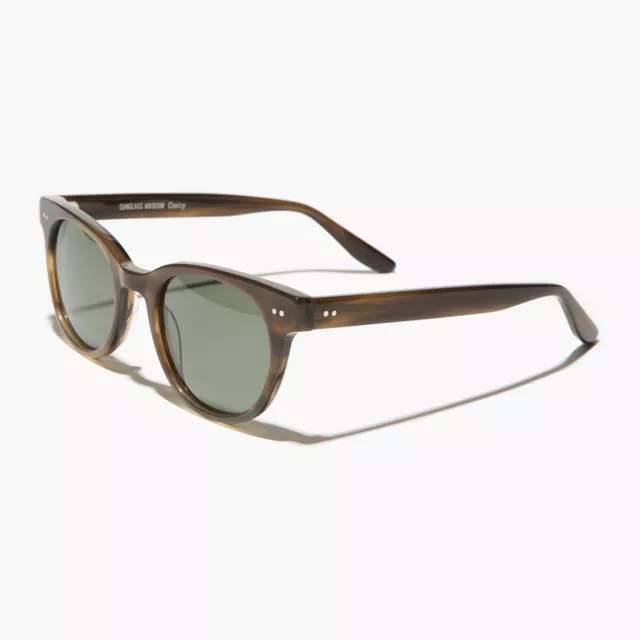 Retro Round Sunglass w/ Green Polarized lens Mocha Tort Frame - Darcy 2