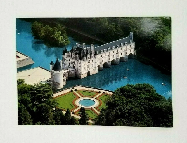 Postcard Château de Chenonceau French Castle River Cher Loire Valley Garden Boat