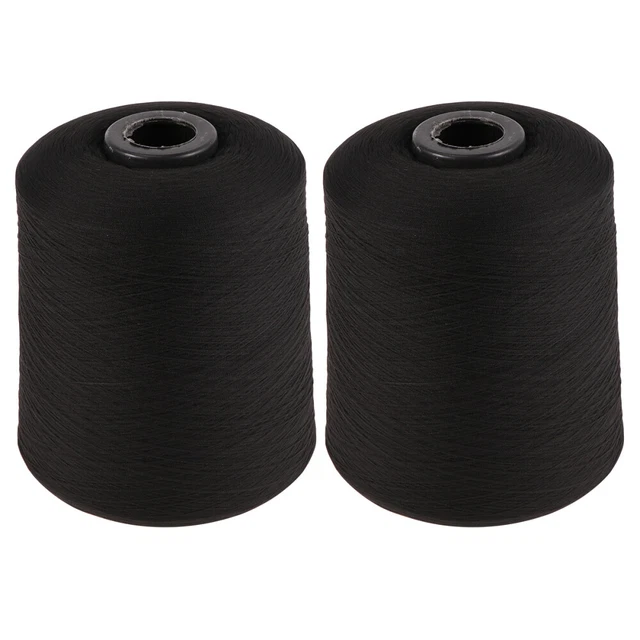 2 Rolls Overlock Cone Thread Black Embroidery Floss Sewing Machine