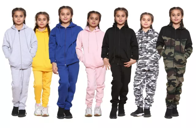 Boys Girls Kids Tracksuits Hoodie with Trousers School P.E Jogging Fleece Bottom