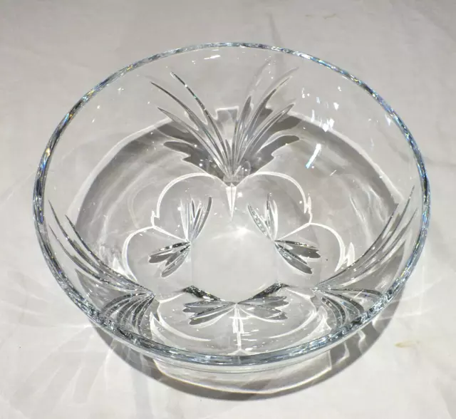 Vintage Cut glass Lead Crystal Fruit Bowl Large heavy modernist 27.5 cm dia