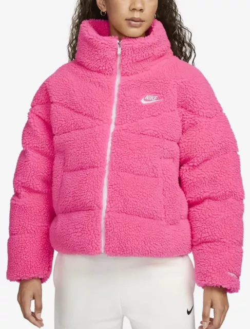 Nike Sportswear Therma-FIT City Series Women High-Pile Pink Jacet Sherpa XL NEW