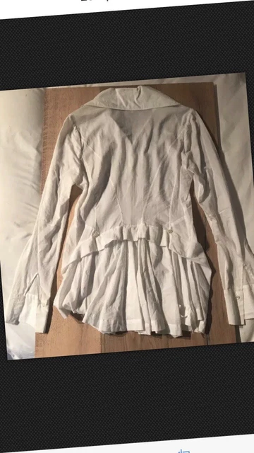 Nigel Preston Tercey L/S 100% Cotton White Peplum Shirt Equestrian Victorian Sm Nigel Preston Tercey L/S 100% Cotton White Peplum Shirt Equestrian Victorian Sm