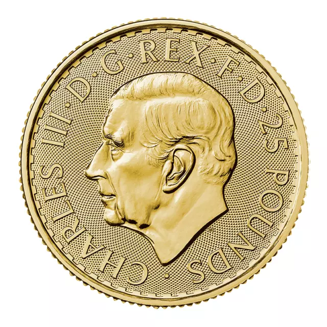 2023 UK GREAT BRITAIN £25 KING CHARLES III BRITANNIA 1/4oz .9999 Pure GOLD Coin