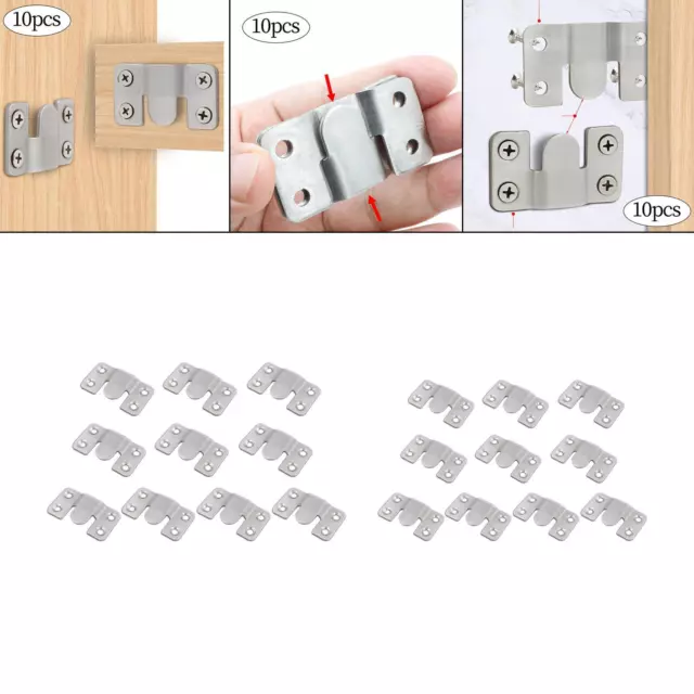 10x Furniture Flush Mount Bracket Wall Buckle Bracket Stainless Steel Picture