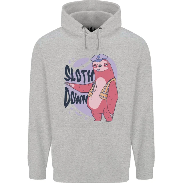 Sloth Down Policeman Funny Mens 80% Cotton Hoodie