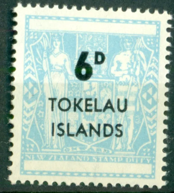 Tokelau Islands 1966 Revenue stamp 6P New Zealand Coat of Arms overprinted MLH