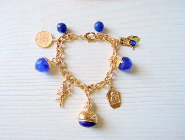 Bracciale donna charms ciondoli braccialetto catena oro stile antico vintage 2