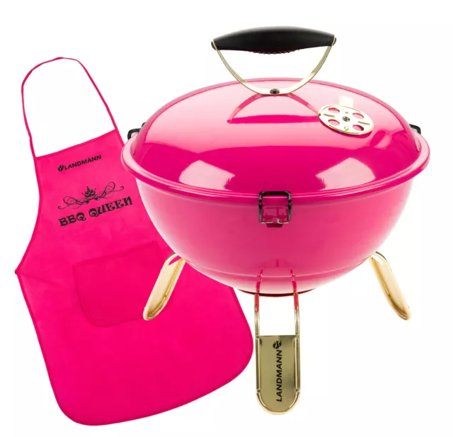 LANDMANN Charbon de Bois - Grill Piccolino 31383 Rond Avec Tablier Rose