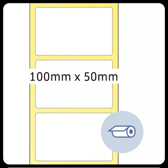 Thermo Etiketten - 100 x 50 mm - 1.300 Stück Rolle Kern: 25mm Zebra GK420 GC LP