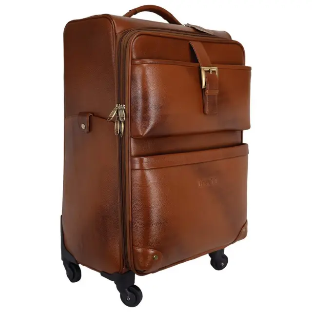 New Rolling Duffle Bag Trolley Wheeled  Luggage Suitcase Tote 4 Wheels (Tan)