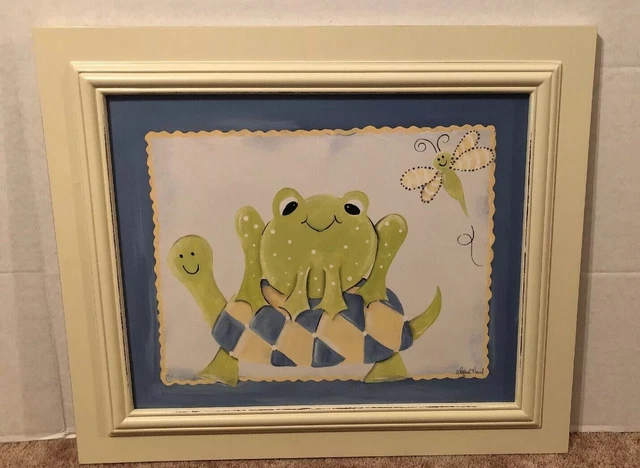 Frog And Turtle Signed Regina C Nouvelle Frame Doodlefish Gallery- Wall Art